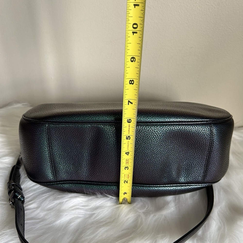 Coach Harley Iridescent Green Purple Pebbled Leather Shoulder Bag Excellent - Picture 11 of 11